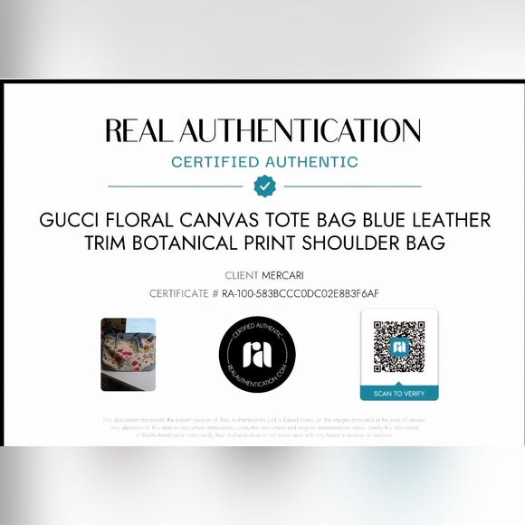 Gucci Floral Canvas Tote Blue Leather Trim Botanical Print Shoulder Bag W/COA - Picture 4 of 15